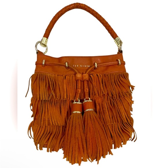 Ted Baker Burnt Orange Fringe Shoulder Bag - Picture 1 of 3